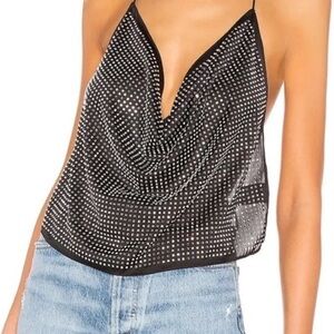 For love and lemons Black Studded Cowl Neck Women's Top